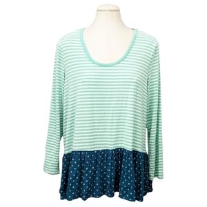 Womens Matilda Jane Wonderment Talk Tomorrow Top Tunic Striped Ruffled Large NWT